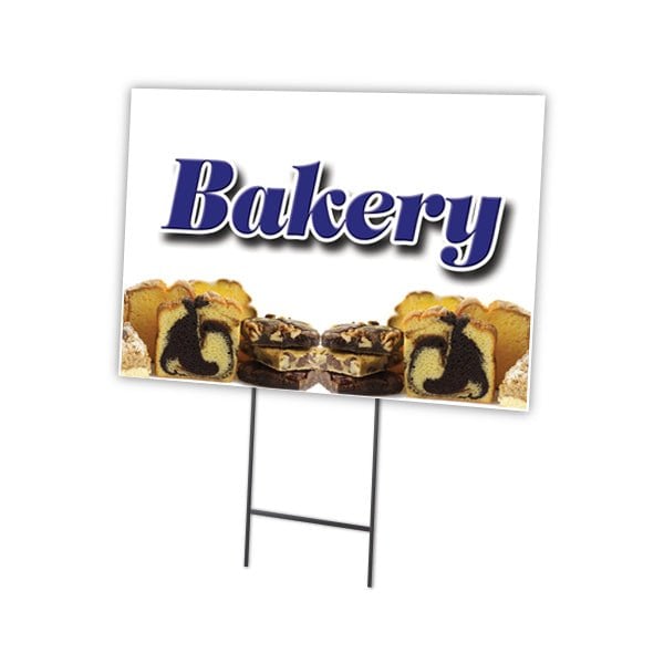 Bakery Yard Sign & Stake outdoor plastic coroplast window, C-1824-DS-Bakery